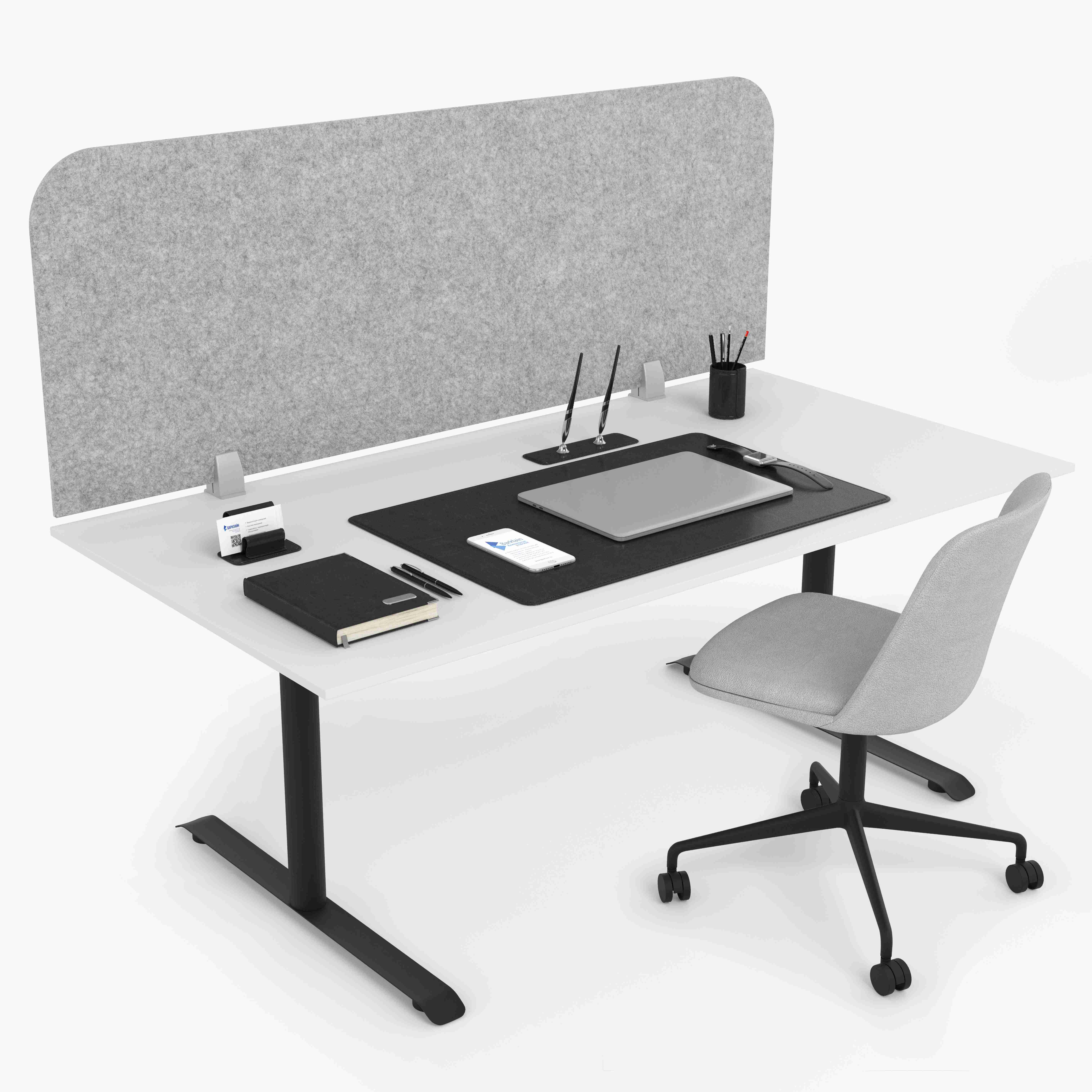 Акустическая панель Виридис Фелт Экран для стола Серый мрамор (1200х500х9 мм)