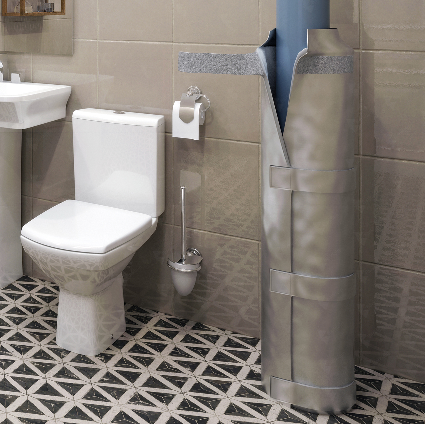 Шумоизоляция труб  чехол БаркИзол 1,5м вибро-шумоизоляционный