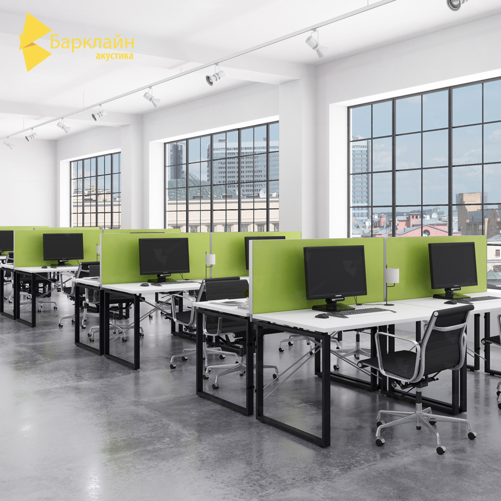 Перегородка для стола акустическая СОНСАТ Экран 1200х500мм зеленый