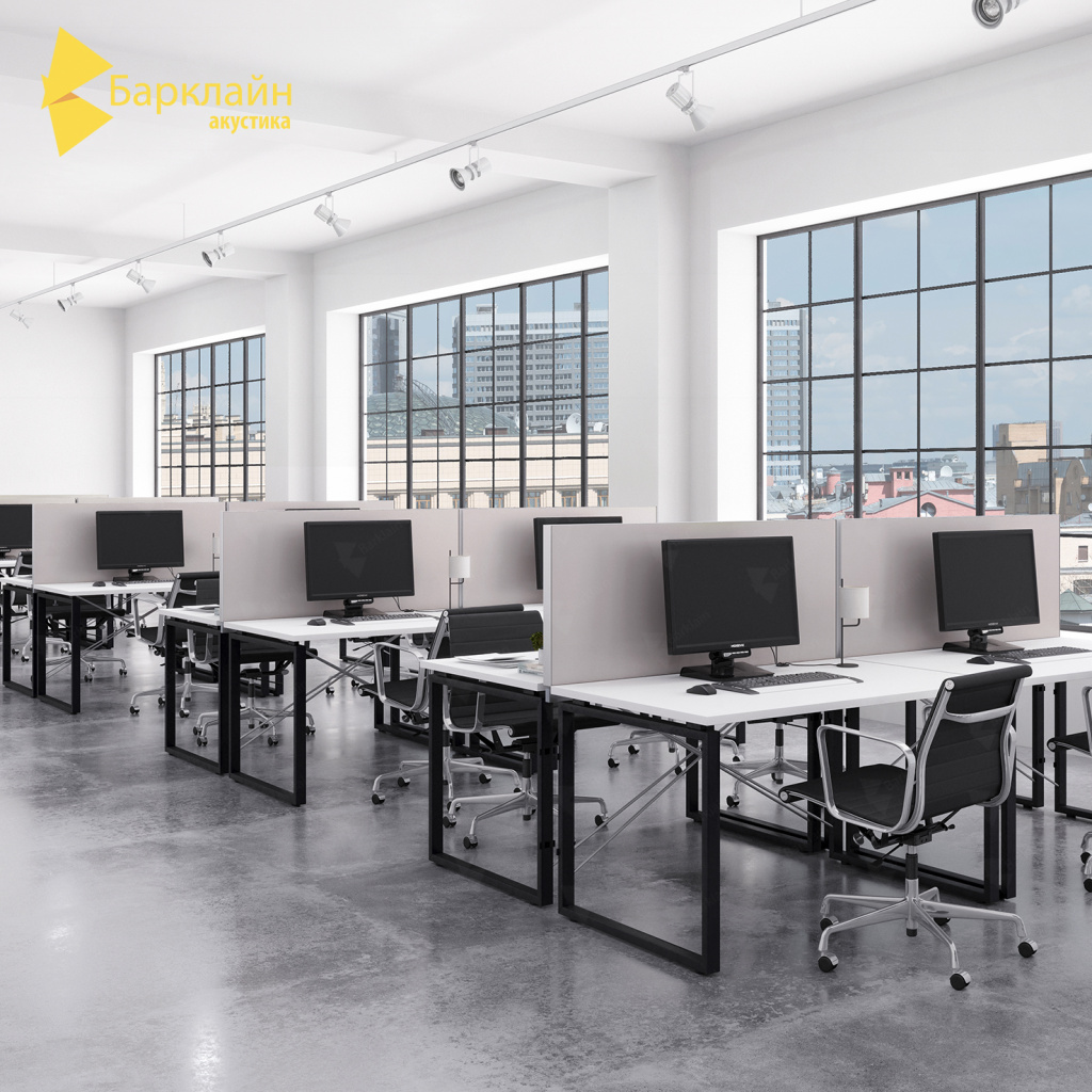 Перегородка для стола акустическая СОНСАТ Экран 1200х500мм серый