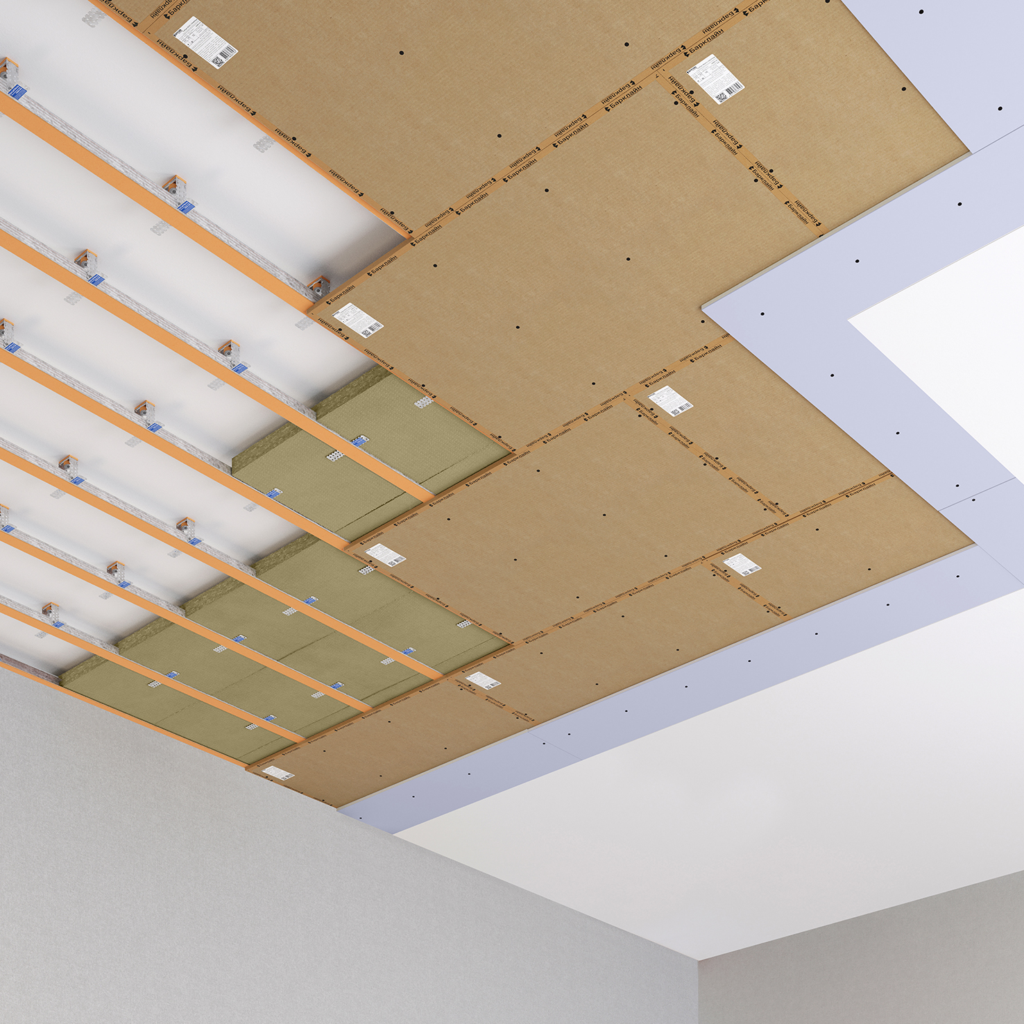 Каркасная система звукоизоляции потолка «Барклайн Базовая Кварц»